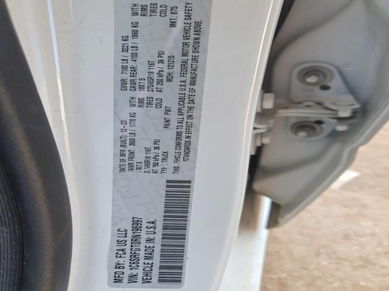 2024 Ram 1500 მანქანა იყიდება აუქციონზე, vin: 1C6SRFGT0RN196997, აუქციონის ნომერი: 47636486