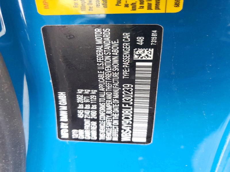 Aukcja sprzedaży 2020 Bmw M4, vin: WBS4Y9C08LFJ30239, numer aukcji: 79471895