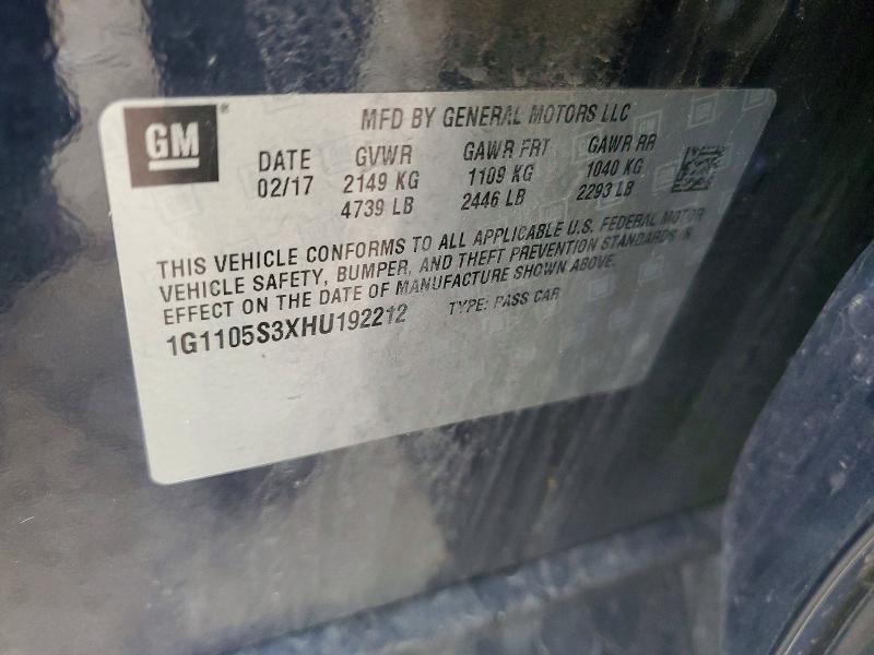 Продажа на аукционе авто 2017 Chevrolet Impala, vin: 1G1105S3XHU192212, номер лота: 46993766
