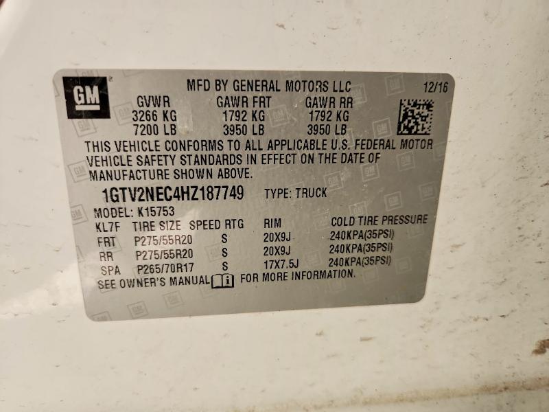 47823896 :رقم المزاد ، 1GTV2NEC4HZ187749 vin ، 2017 Gmc Sierra مزاد بيع