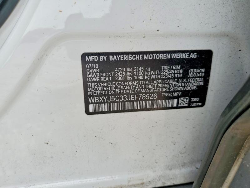 45812716 :رقم المزاد ، WBXYJ5C33JEF78526 vin ، 2018 Bmw X2 مزاد بيع