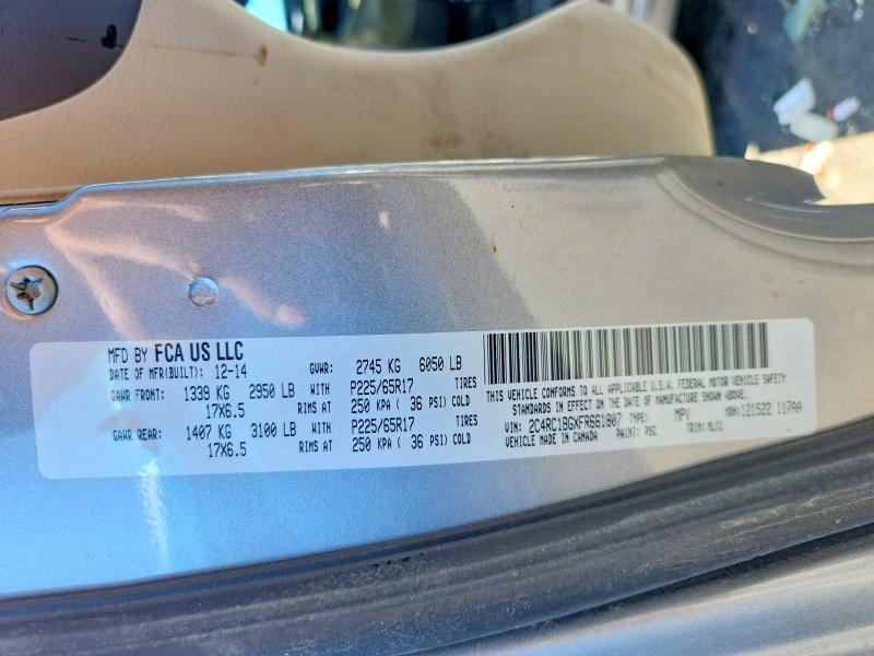 2015 Chrysler Town & Country მანქანა იყიდება აუქციონზე, vin: 2C4RC1BGXFR661807, აუქციონის ნომერი: 46766636