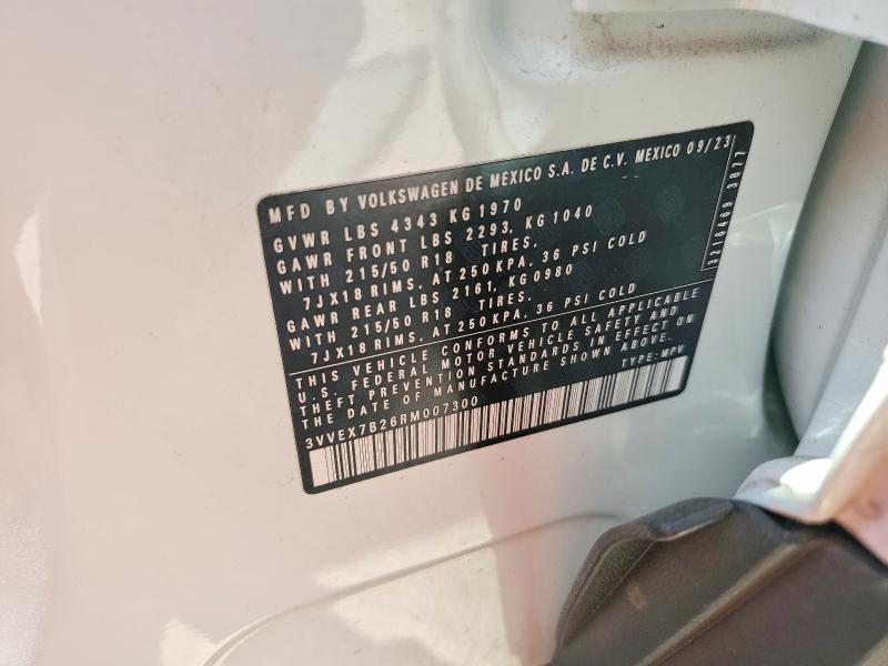 Продажа на аукционе авто 2024 Volkswagen Taos, vin: 3VVEX7B26RM007300, номер лота: 47735856