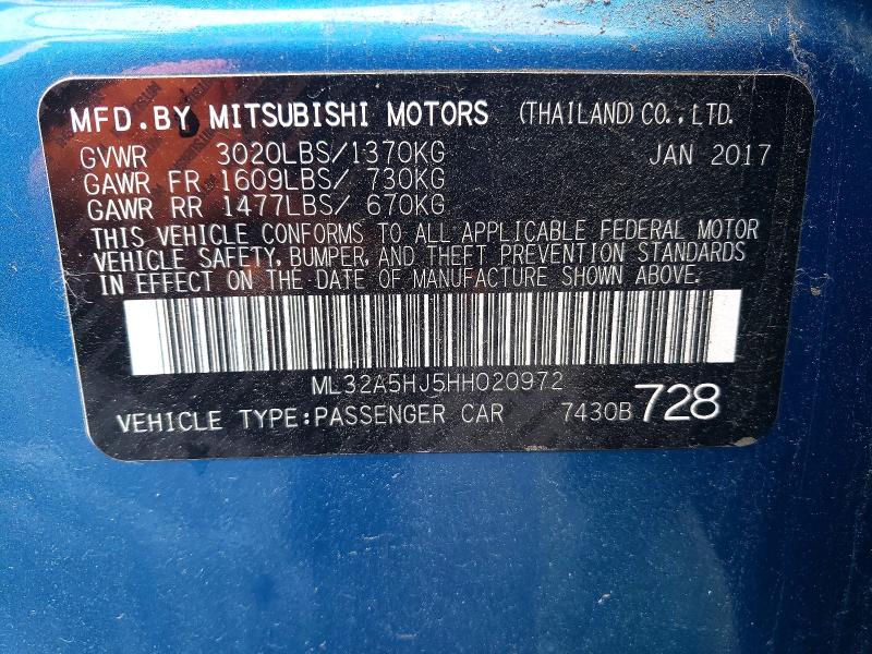 Продаж на аукціоні авто 2017 Mitsubishi Mirage, vin: ML32A5HJ5HH020972, номер лоту: 79816795