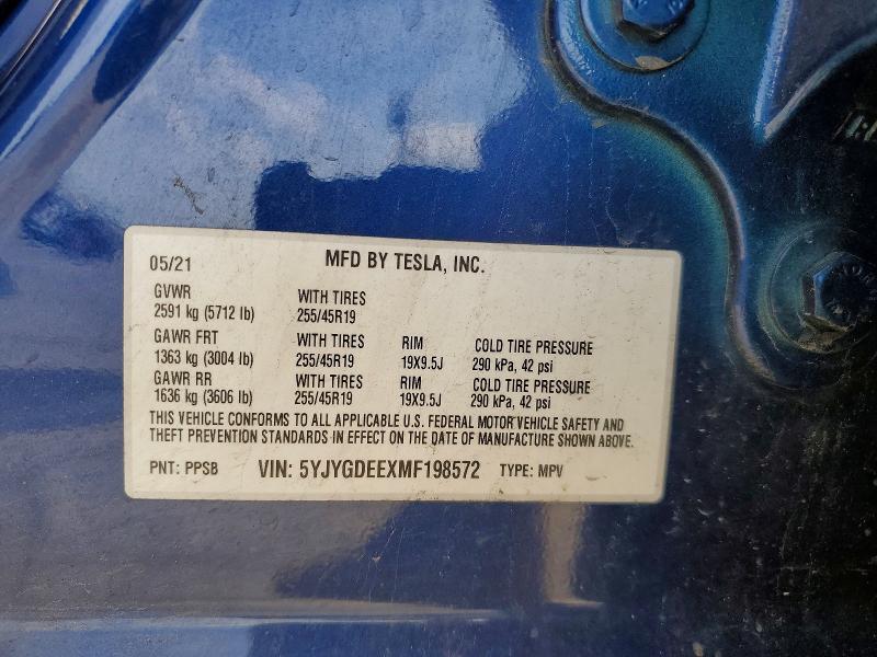 Aukcja sprzedaży 2021 Tesla Model Y, vin: 5YJYGDEEXMF198572, numer aukcji: 78968685