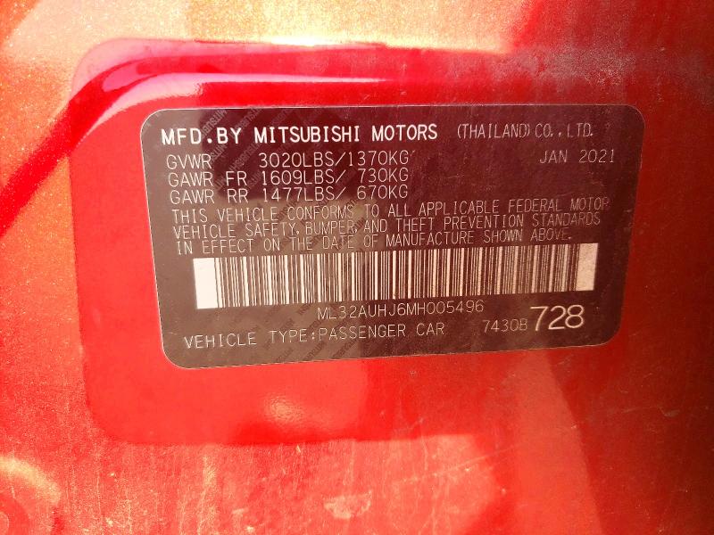 Продаж на аукціоні авто 2021 Mitsubishi Mirage, vin: ML32AUHJ6MH005496, номер лоту: 46274916