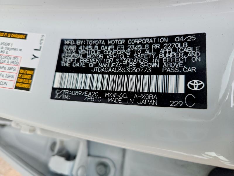 79999225 :رقم المزاد ، JTDACAAU6S3060773 vin ، 2025 Toyota Prius مزاد بيع