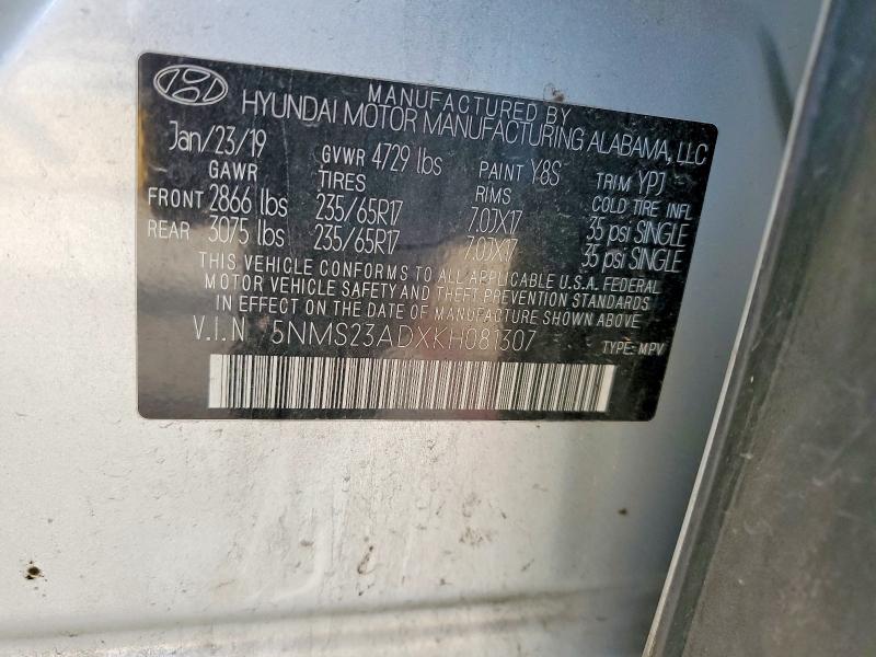 46403576 :رقم المزاد ، 5NMS23ADXKH081307 vin ، 2019 Hyundai Santa Fe مزاد بيع