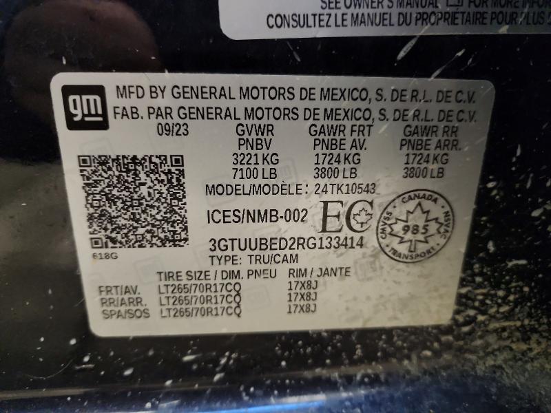 Aukcja sprzedaży 2024 Gmc Sierra, vin: 3GTUUBED2RG133414, numer aukcji: 42008476