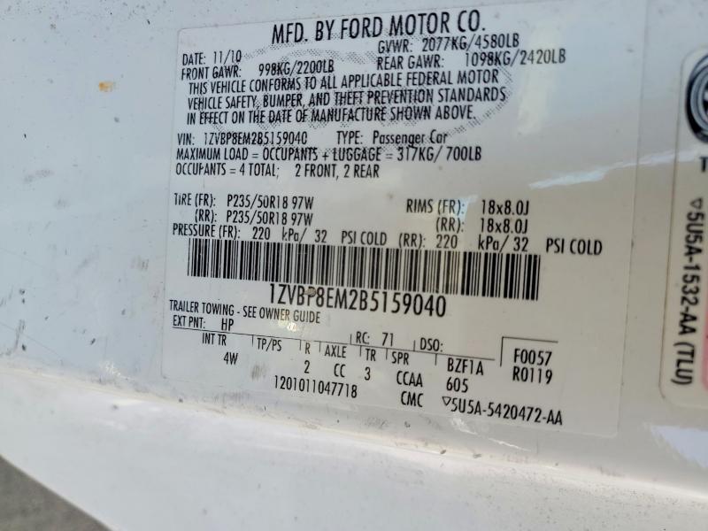 Продажа на аукционе авто 2011 Ford Mustang, vin: 1ZVBP8EM2B5159040, номер лота: 47196786