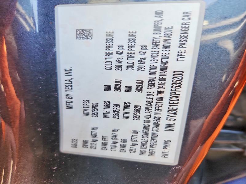 2023 Tesla Model 3 მანქანა იყიდება აუქციონზე, vin: 5YJ3E1ECXPF635200, აუქციონის ნომერი: 46663136