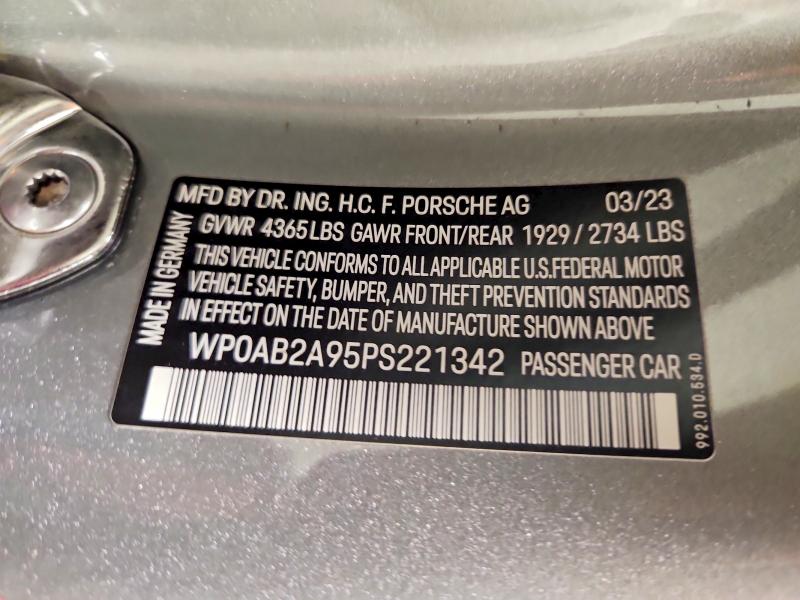 Aukcja sprzedaży 2023 Porsche 911, vin: WP0AB2A95PS221342, numer aukcji: 48090986