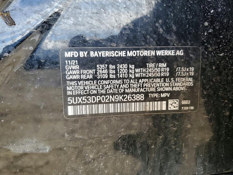 Продажа на аукционе авто 2022 Bmw X3, vin: 5UX53DP02N9K26388, номер лота: 47275696