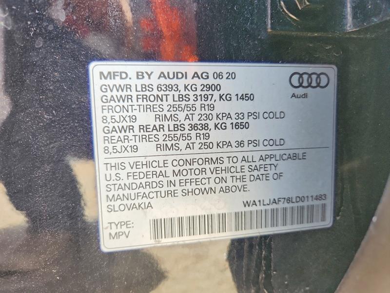 Aukcja sprzedaży 2020 Audi Q7, vin: WA1LJAF76LD011483, numer aukcji: 45523396