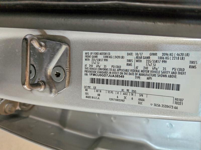 Aukcja sprzedaży 2018 Ford Escape, vin: 1FMCU0GD7JUA38549, numer aukcji: 48141226