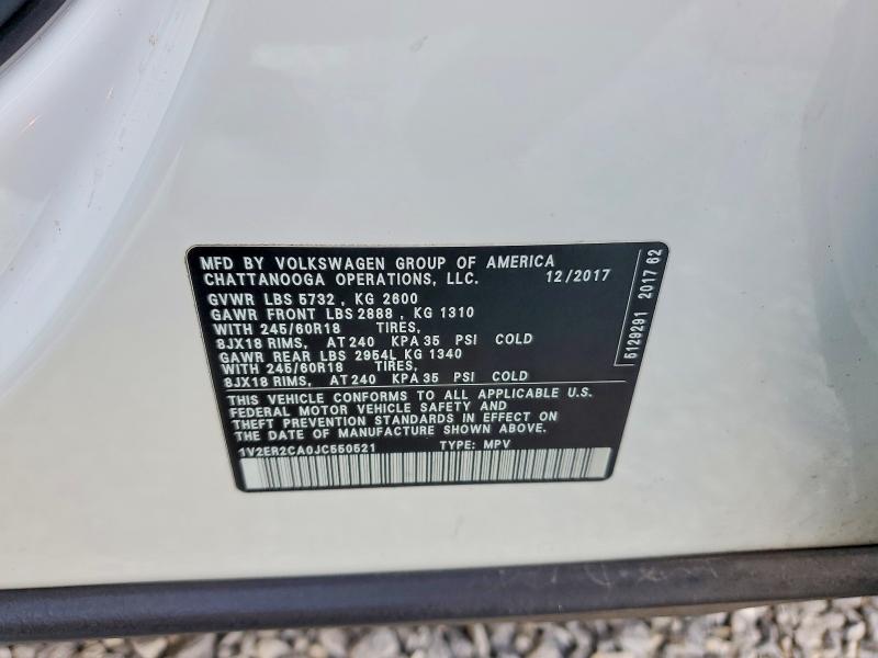 Aukcja sprzedaży 2018 Volkswagen Atlas, vin: 1V2ER2CA0JC550521, numer aukcji: 41615356