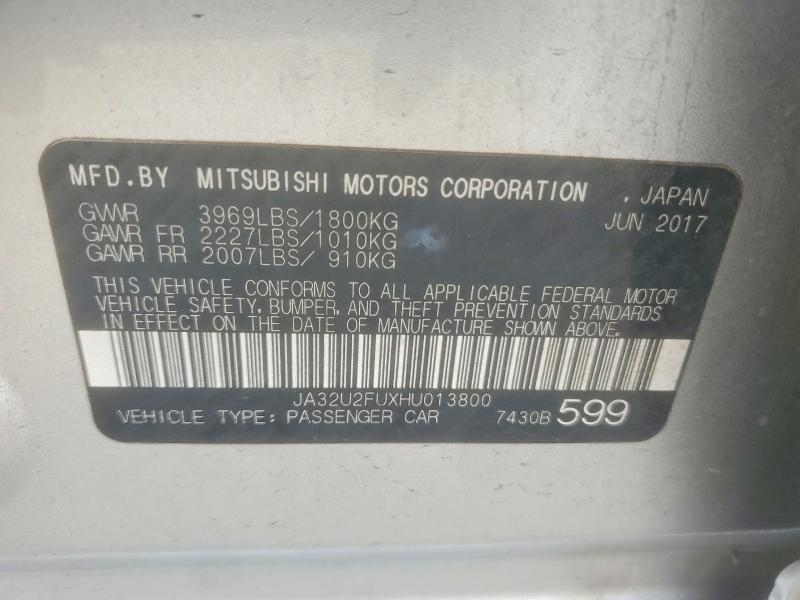 Продаж на аукціоні авто 2017 Mitsubishi Lancer, vin: JA32U2FUXHU013800, номер лоту: 47797686