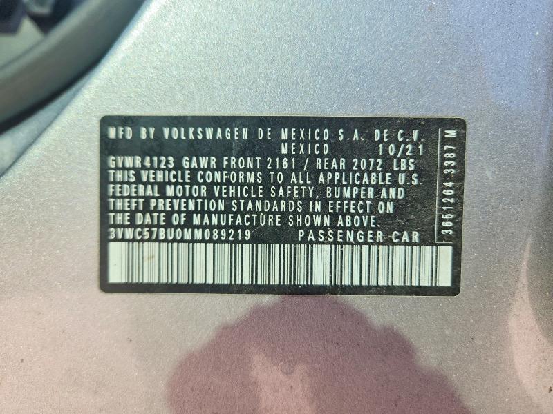46855956 :رقم المزاد ، 3VWC57BU0MM089219 vin ، 2021 Volkswagen Jetta مزاد بيع