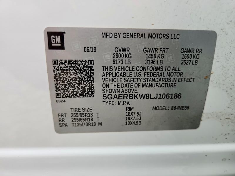 Продаж на аукціоні авто 2020 Buick Enclave, vin: 5GAERBKW8LJ106186, номер лоту: 46356656