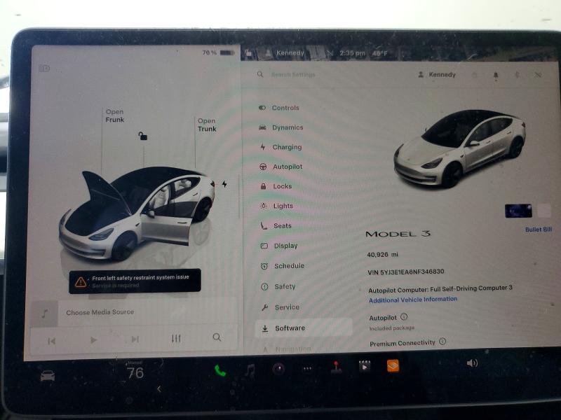 45843396 :رقم المزاد ، 5YJ3E1EA6NF346830 vin ، 2022 Tesla Model 3 مزاد بيع