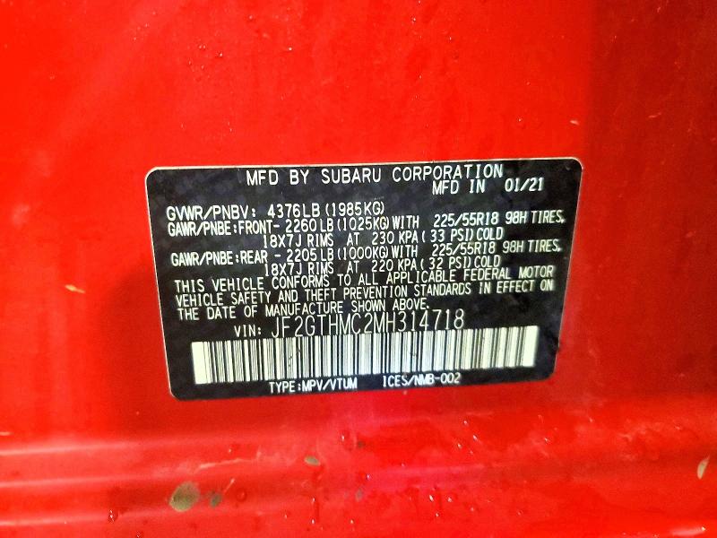 2021 Subaru Crosstrek მანქანა იყიდება აუქციონზე, vin: JF2GTHMC2MH314718, აუქციონის ნომერი: 45517636