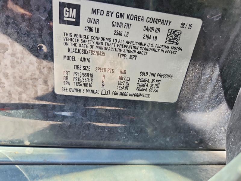 2015 Buick Encore მანქანა იყიდება აუქციონზე, vin: KL4CJCSBXFB270435, აუქციონის ნომერი: 46386366