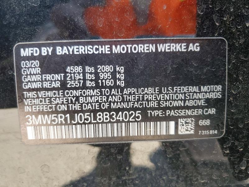 Продаж на аукціоні авто 2020 Bmw 330i, vin: 3MW5R1J05L8B34025, номер лоту: 47041026