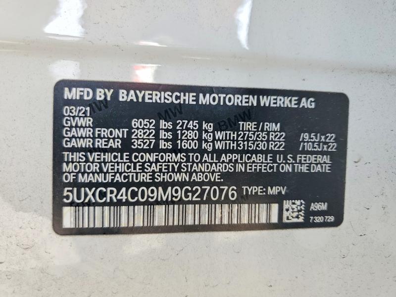 Продажа на аукционе авто 2021 Bmw X5, vin: 5UXCR4C09M9G27076, номер лота: 47984206