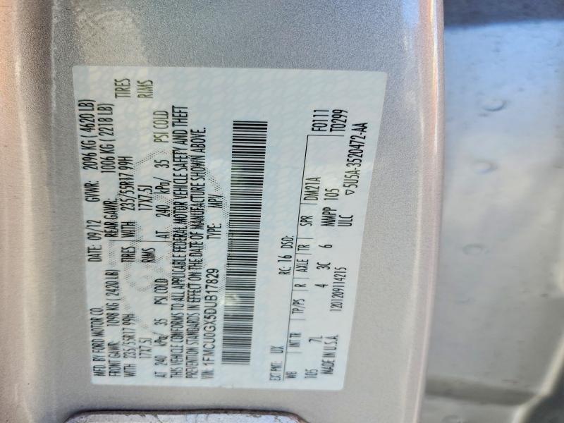 46402786 :رقم المزاد ، 1FMCU0GX5DUB17829 vin ، 2013 Ford Escape مزاد بيع