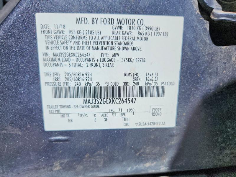 45759786 :رقم المزاد ، MAJ3S2GEXKC264547 vin ، 2019 Ford Ecosport مزاد بيع