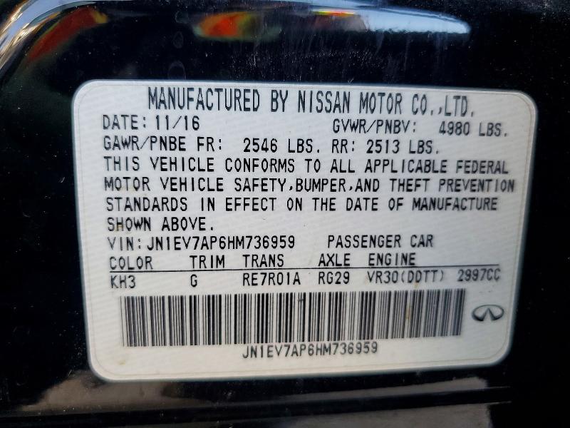 Aukcja sprzedaży 2017 Infiniti Q50, vin: JN1EV7AP6HM736959, numer aukcji: 46241886