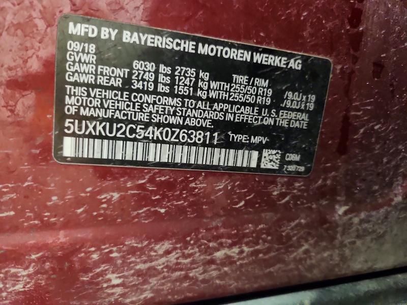 45536996 :رقم المزاد ، 5UXKU2C54K0Z63811 vin ، 2019 Bmw X6 مزاد بيع