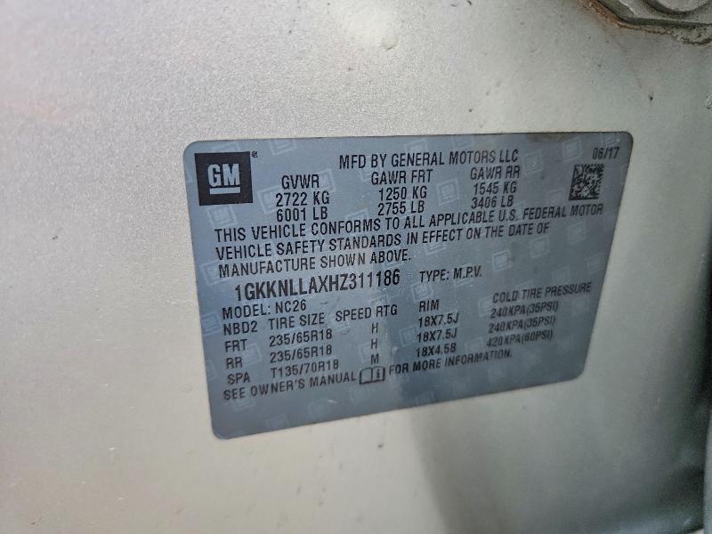 2017 Gmc Acadia მანქანა იყიდება აუქციონზე, vin: 1GKKNLLAXHZ311186, აუქციონის ნომერი: 48280176