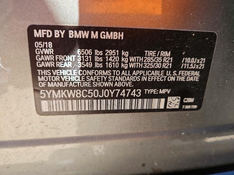 Продаж на аукціоні авто 2018 Bmw X6, vin: 5YMKW8C50J0Y74743, номер лоту: 46639576