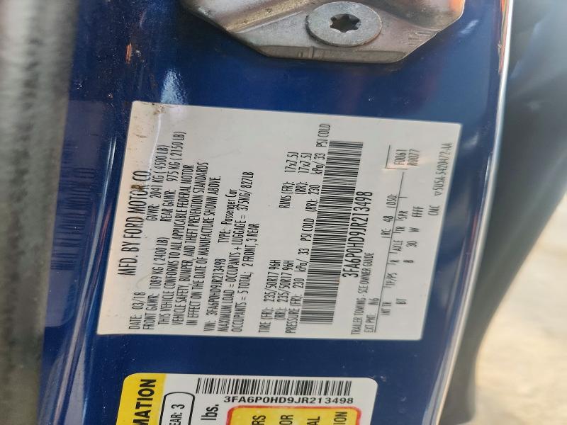 46891096 :رقم المزاد ، 3FA6P0HD9JR213498 vin ، 2018 Ford Fusion مزاد بيع