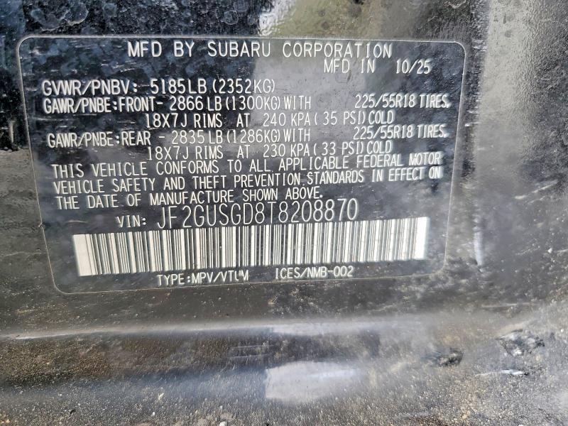Aukcja sprzedaży 2026 Subaru Crosstrek, vin: JF2GUSGD8T8208870, numer aukcji: 47607506