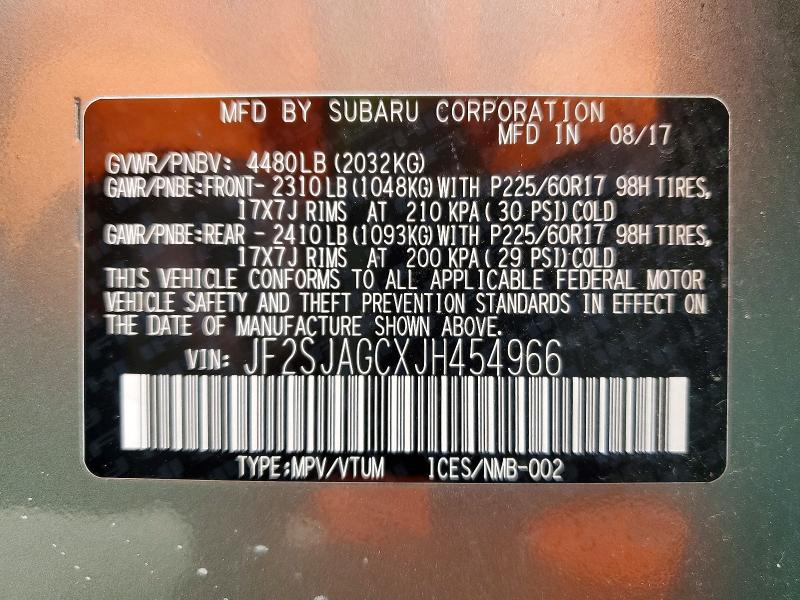 Aukcja sprzedaży 2018 Subaru Forester, vin: JF2SJAGCXJH454966, numer aukcji: 47455246