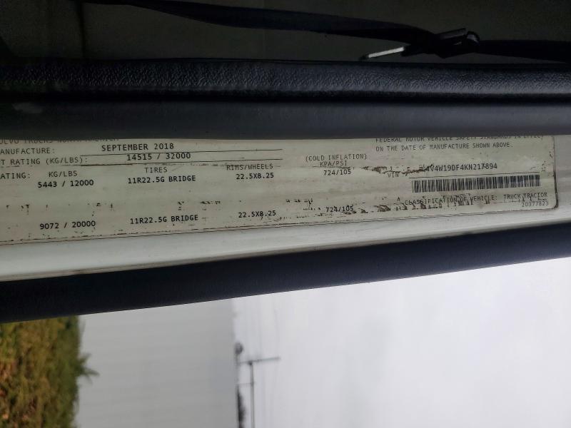 2019 Volvo Vnr მანქანა იყიდება აუქციონზე, vin: 4V4W19DF4KN217894, აუქციონის ნომერი: 79579445