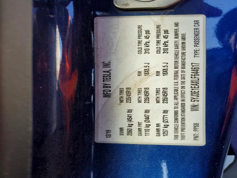 Продажа на аукционе авто 2020 Tesla Model 3, vin: 5YJ3E1EAXLF644617, номер лота: 79613105