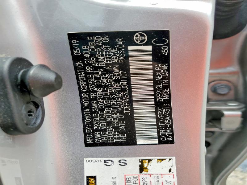 48183836 :رقم المزاد ، JTDEPRAE3LJ041107 vin ، 2020 Toyota Corolla مزاد بيع