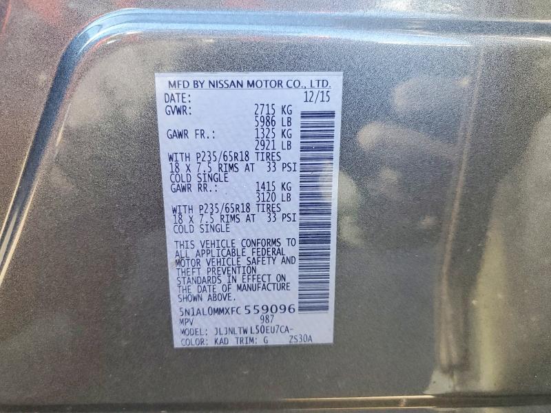 Aukcja sprzedaży 2015 Infiniti Qx60, vin: 5N1AL0MMXFC559096, numer aukcji: 47439906