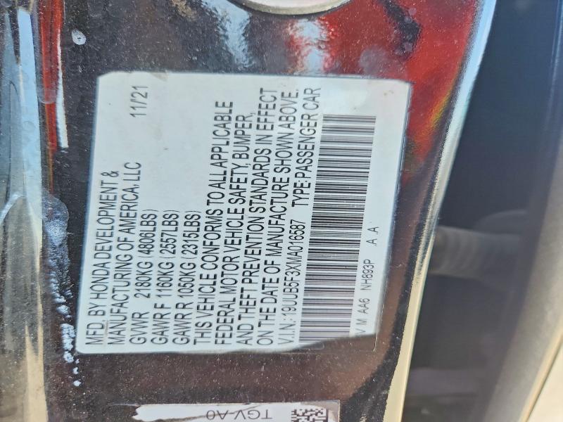 Aukcja sprzedaży 2021 Acura Tlx, vin: 19UUB5F3XMA016587, numer aukcji: 45684196