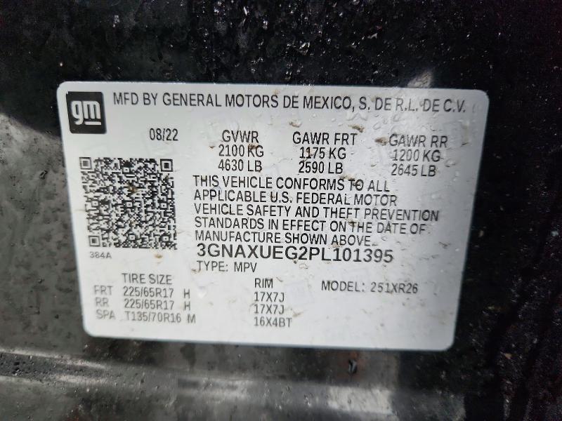 2023 Chevrolet Equinox მანქანა იყიდება აუქციონზე, vin: 3GNAXUEG2PL101395, აუქციონის ნომერი: 79526485