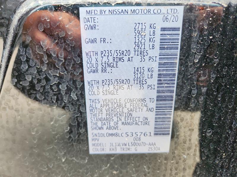 2020 Infiniti Qx60 მანქანა იყიდება აუქციონზე, vin: 5N1DL0MM8LC535761, აუქციონის ნომერი: 47822486