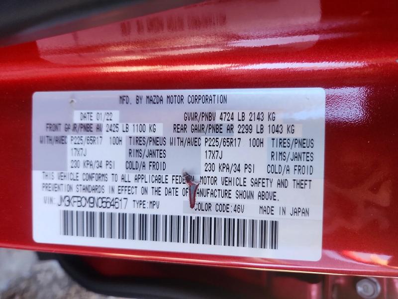 79451625 :رقم المزاد ، JM3KFBCM9N0564617 vin ، 2022 Mazda Cx-5 مزاد بيع