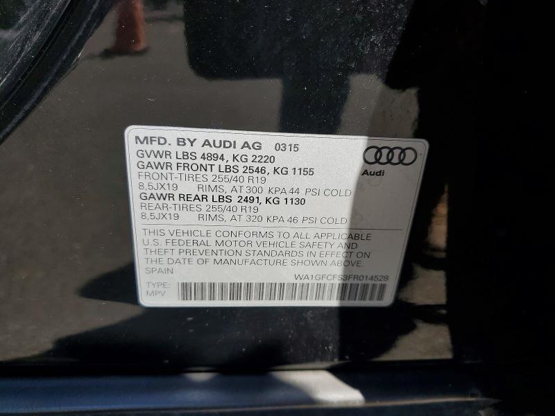 Продаж на аукціоні авто 2015 Audi Q3, vin: WA1GFCFS3FR014528, номер лоту: 41588296