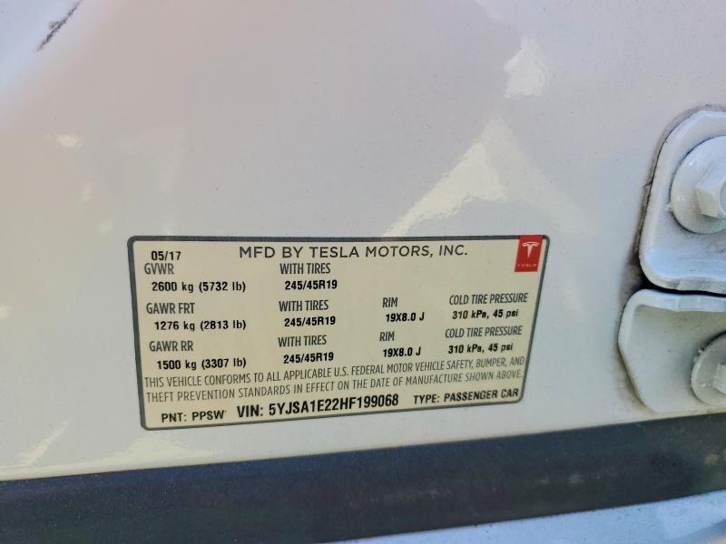 Auction sale of the 2017 Tesla Model S, vin: 5YJSA1E22HF199068, lot number: 45540326