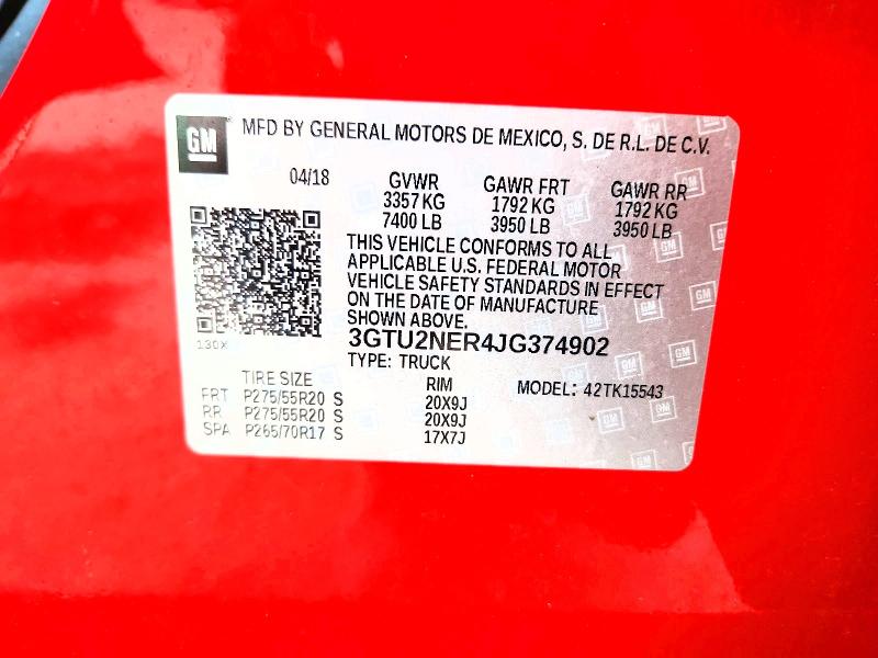 Aukcja sprzedaży 2018 Gmc Sierra, vin: 3GTU2NER4JG374902, numer aukcji: 47639226