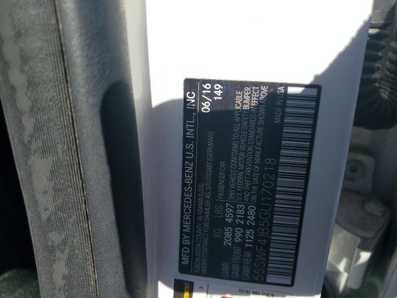 Продажа на аукционе авто 2016 Mercedes-benz C, vin: 55SWF4JB5GU170218, номер лота: 46750276