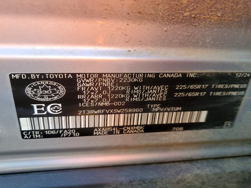 Aukcja sprzedaży 2025 Toyota Rav4 Hybrid, vin: 2T3RWRFVXSW258960, numer aukcji: 78774865